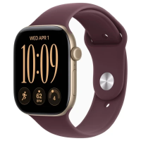 Apple Watch Series 12 46mm Light Gold Aluminum Case with Burgundy Sport Band (M/L)